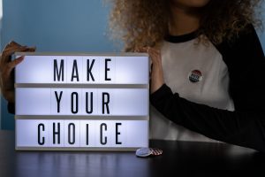 woman with a sign